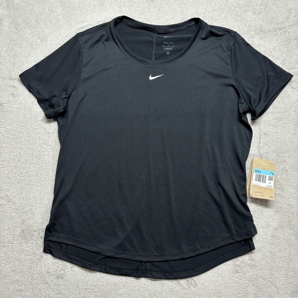 NWT Nike Dri-FIT One Short Sleeve Training Top Womens M DD0638-010 Black Running